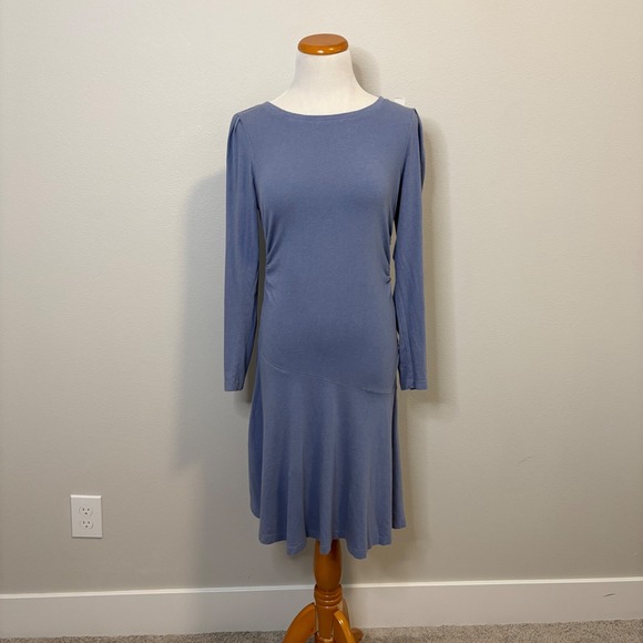 Anthropologie Daily Practice Blue Athletic Casual Long Sleeve Midi Dress Small - Picture 2 of 7